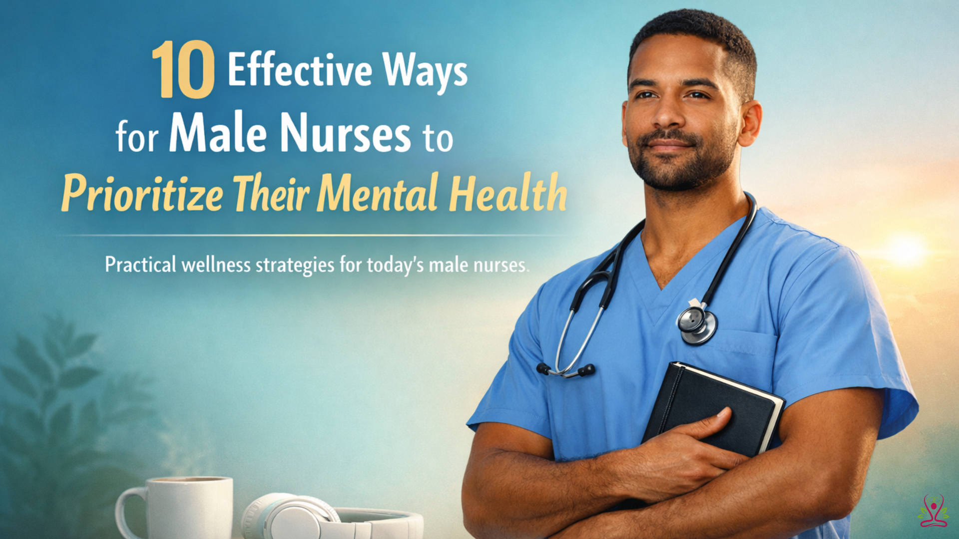 Male nurse focusing on mental health and emotional wellness, representing effective ways male nurses can prioritize mental health in a demanding nursing environment.